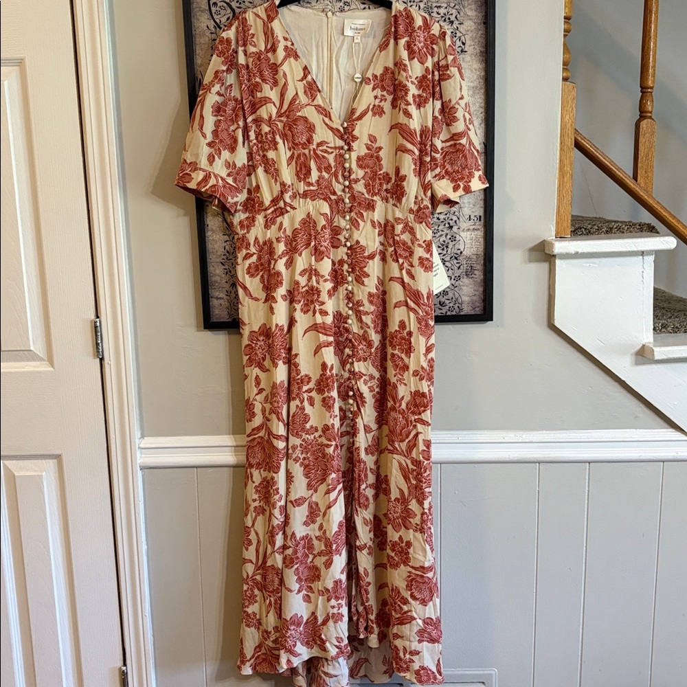 bohme Cream Maxi Dress with Rust Floral Print - Picture 2 of 5